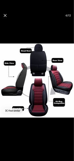 Car Seat Covers Front Rear Full Set, Leather Seat Covers With Headrest Pillows For Most Vehicles