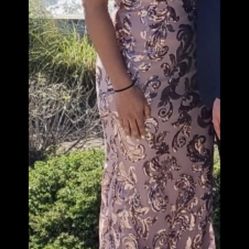 Sleeveless Blush Sequins Maxi Dress