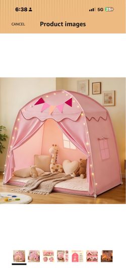 New in box! Extra Large Kids Play Tent with Star Lights & Flags, 2-Window Cone Wave Teepee for Boys & Girls, Portable Foldable Indoor Outdoor Dome Pla