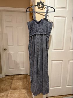 Women's Striped Smocked Jumpsuit