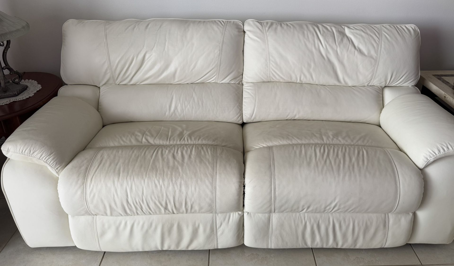 Leather reclining chair and couch
