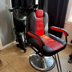 Salon Recliner Chair And Portable Shampoo Bowl  set 