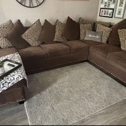 Large Brown Sectional Sofa 