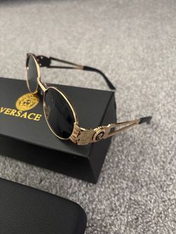 Versace Gold Round Unisex Sunglasses