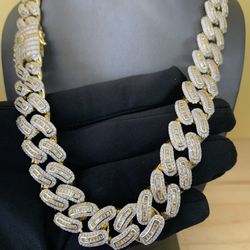 14k Gold Filled Yellow & White Gold Cuban Link Choker Chains