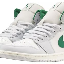 Nike  Jordan 1 Mid White Pure Platinum Pine Green Size 12