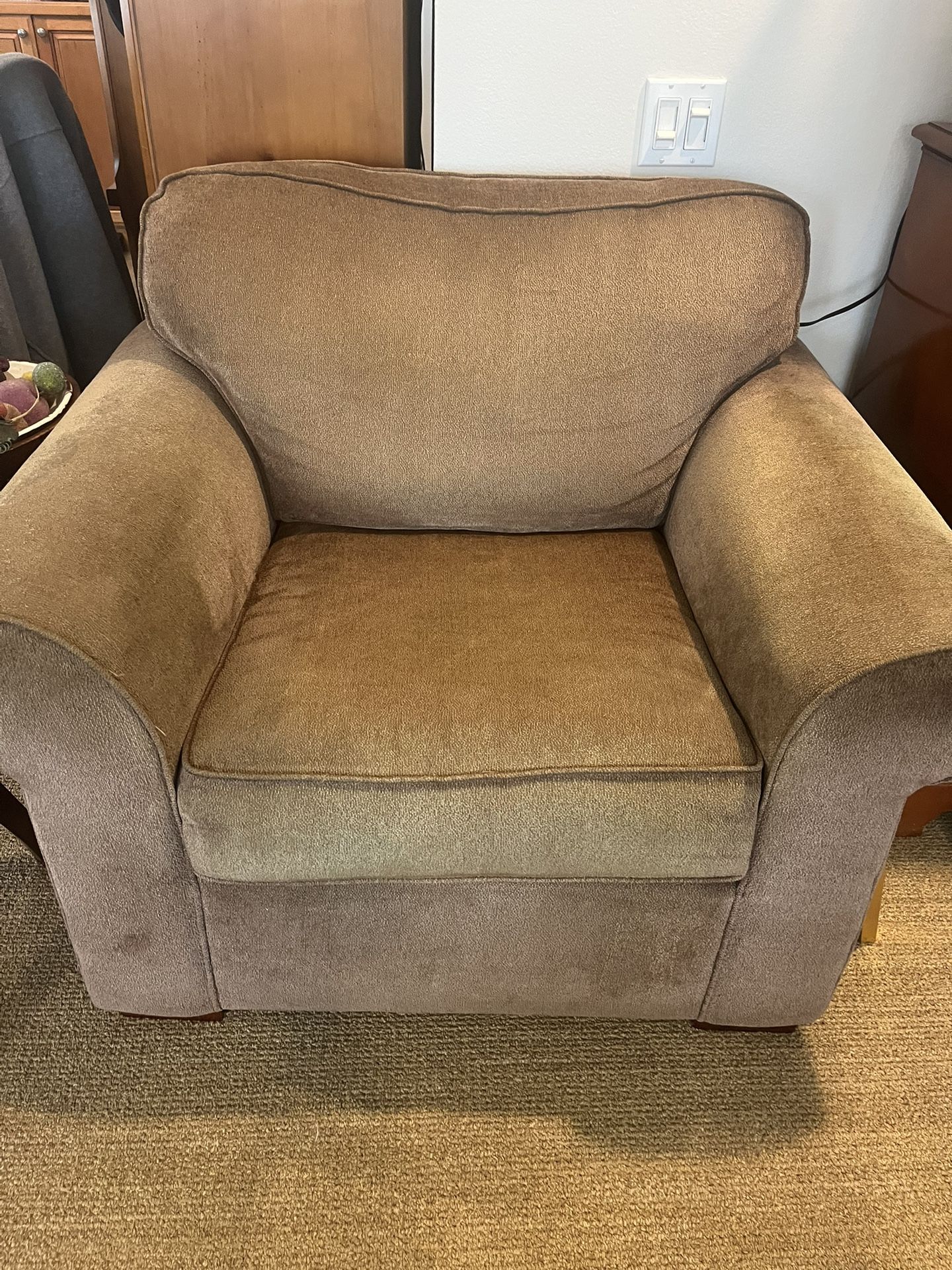 Oversized Brown Cloth Chair