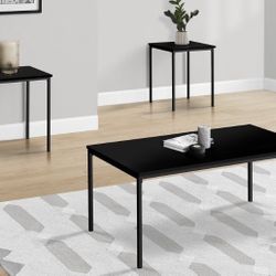 3-piece black glass coffee table Set