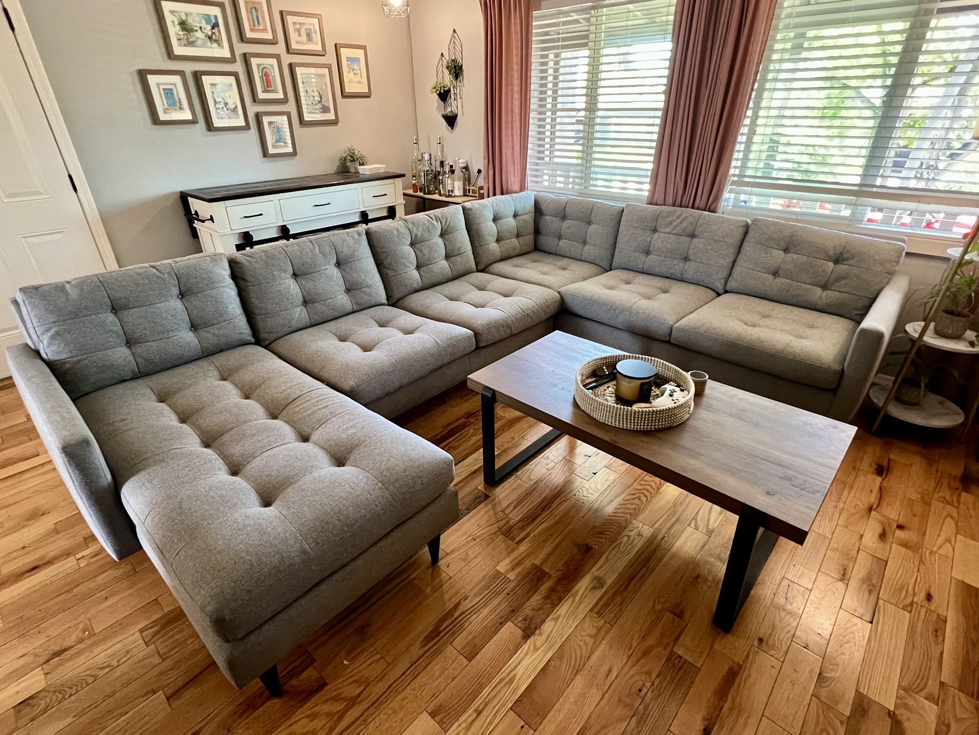 Crate & Barrel: Petrie Mid-century Grey Sectional Sofa