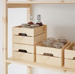 IKEA KNAGGLIG Pine Boxes, Set of 2 - 9 x 12 1/4 x 6 in