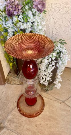 Beautiful Red And Gold birdbath