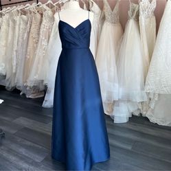 DRAPED WRAP SATIN MAXI DRESS WITH POCKETS IN MIDNIGHT NAVY