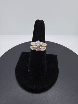 BRAND NEW 14KY .38CTW Flower Bridal Set