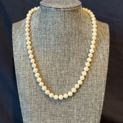 Hand Knotted Pearl Necklace With Sterling Silver Clasp New 8-8.5mm
