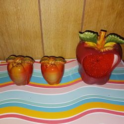 Apple Dish Scrubber Holder And Pepper & Salt Shaker All For $12
