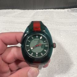 Gucci Quartz Stainless Steel and Rubber Casual Two-Tone Men's Watch(Model: YA137113)