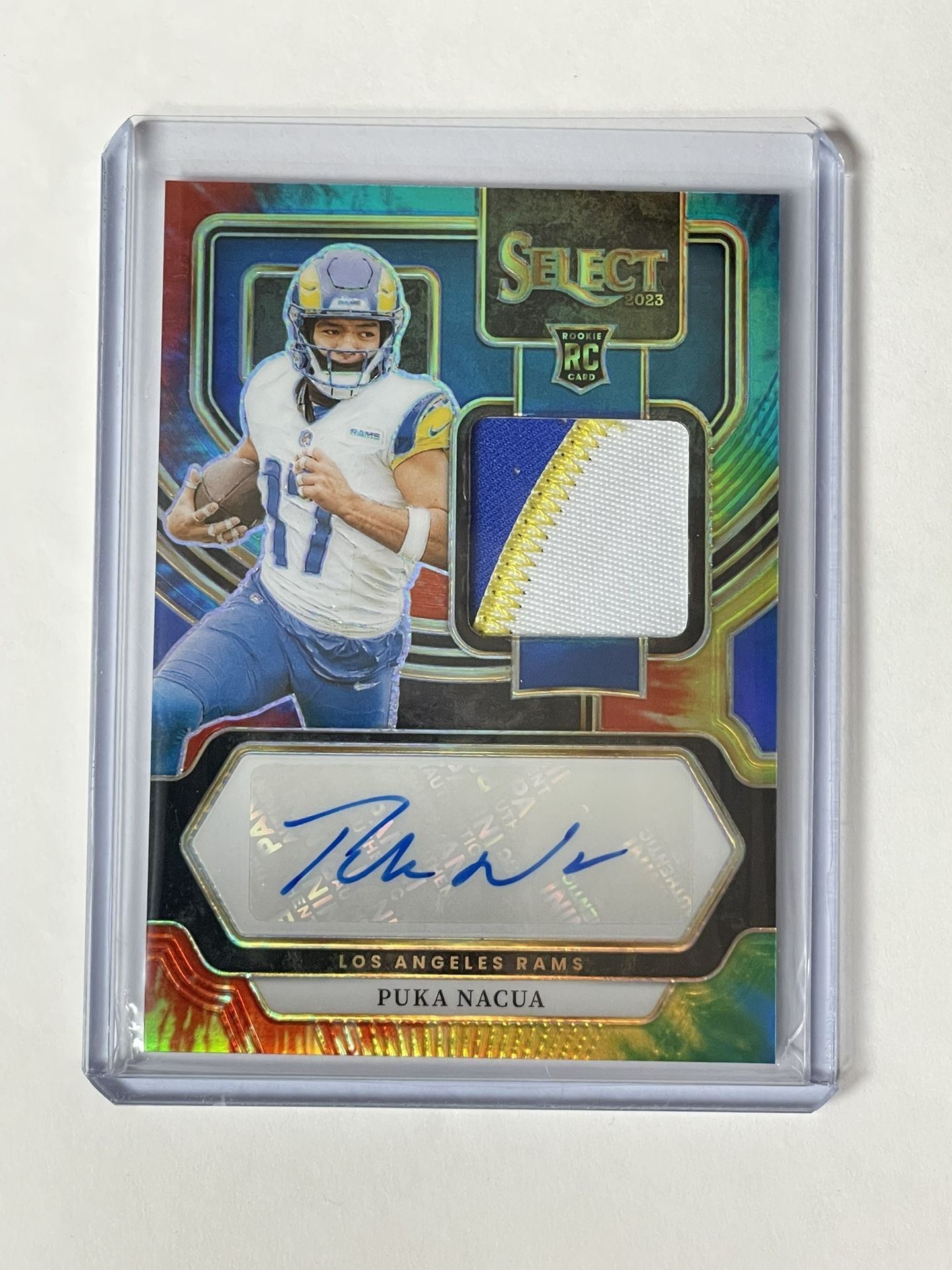 2023 Panini Select Tie Dye Puka Nacua Rookie Patch Auto /25 RPA Los Angeles Rams