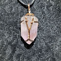 Amethyst Crystal Point Pendant Wrapped In Copper Wire