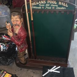 Vintage Pool Player Pool Hall Statue 