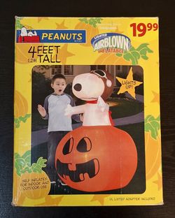 VINTAGE 2007 GEMMY PEANUTS SNOOPY PUMPKIN AIRBLOWN INFLATABLE - 4 FT