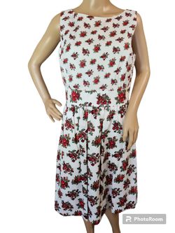 Brooks Brothers Red Fleece Womens Size 10 Sleeveless Floral Lined Cotton Dress.

