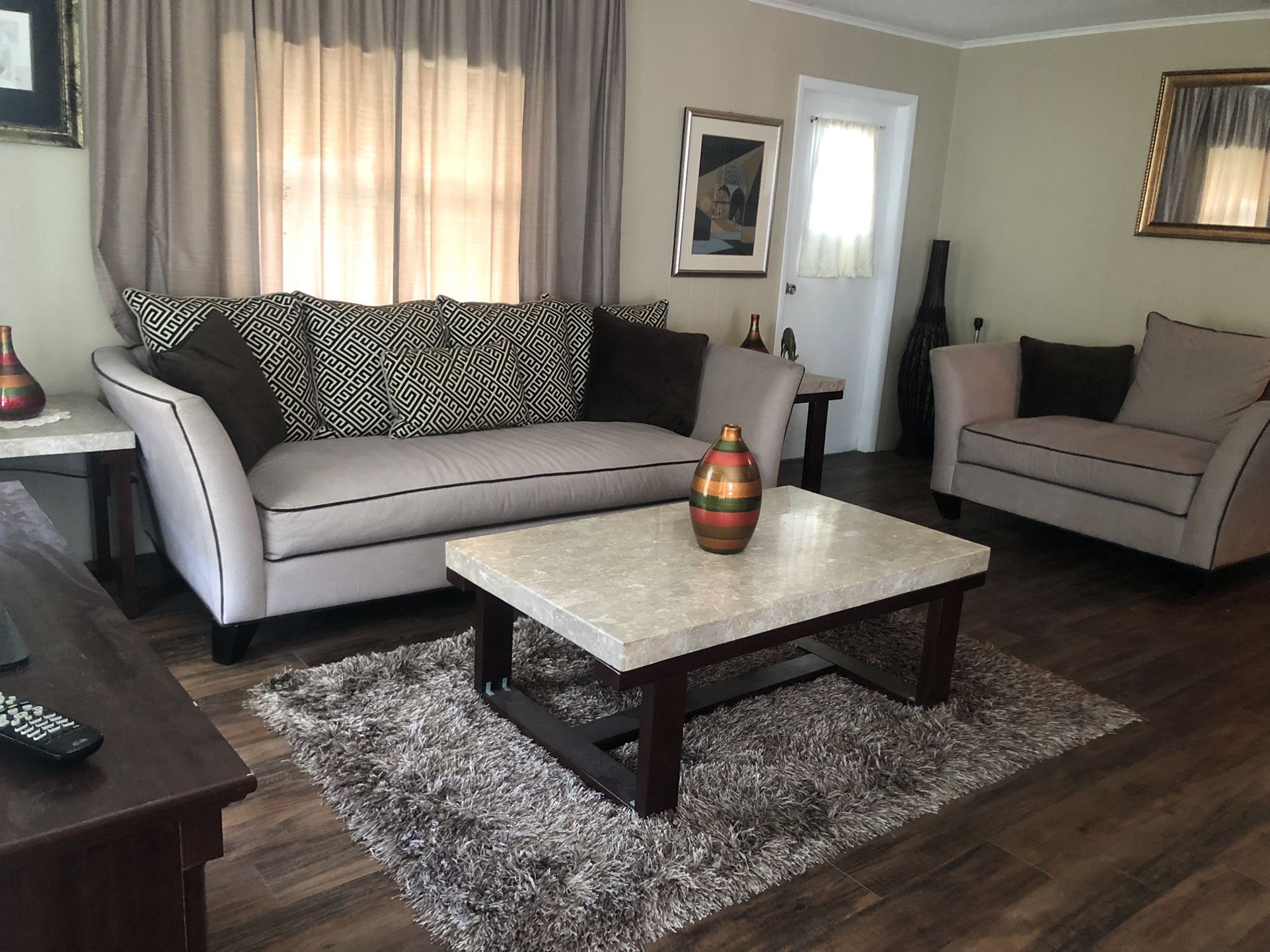 Fabric Sofa , Loveseat and set Of Table