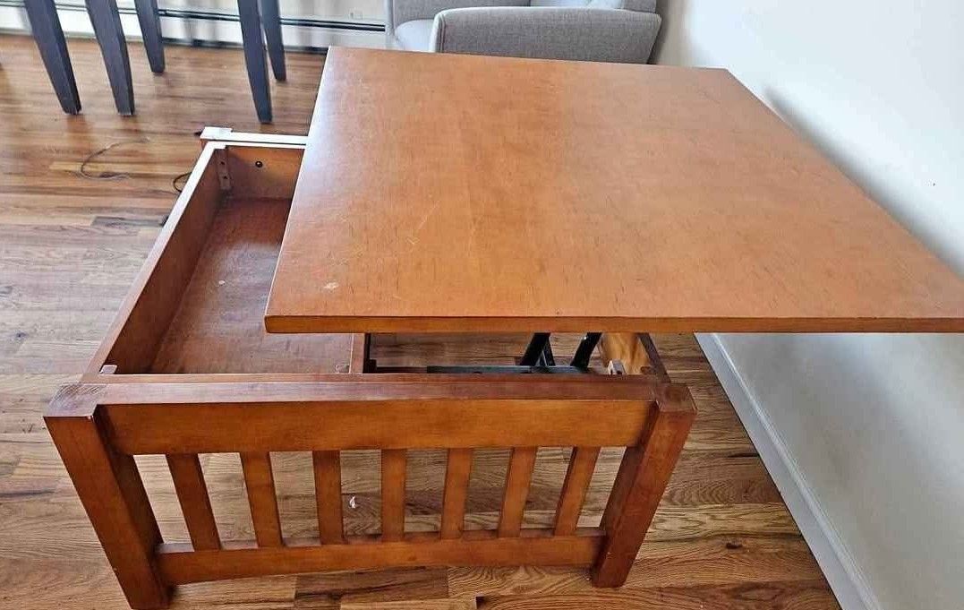 Wooden Coffee Table Furniture Hidden Compartment
