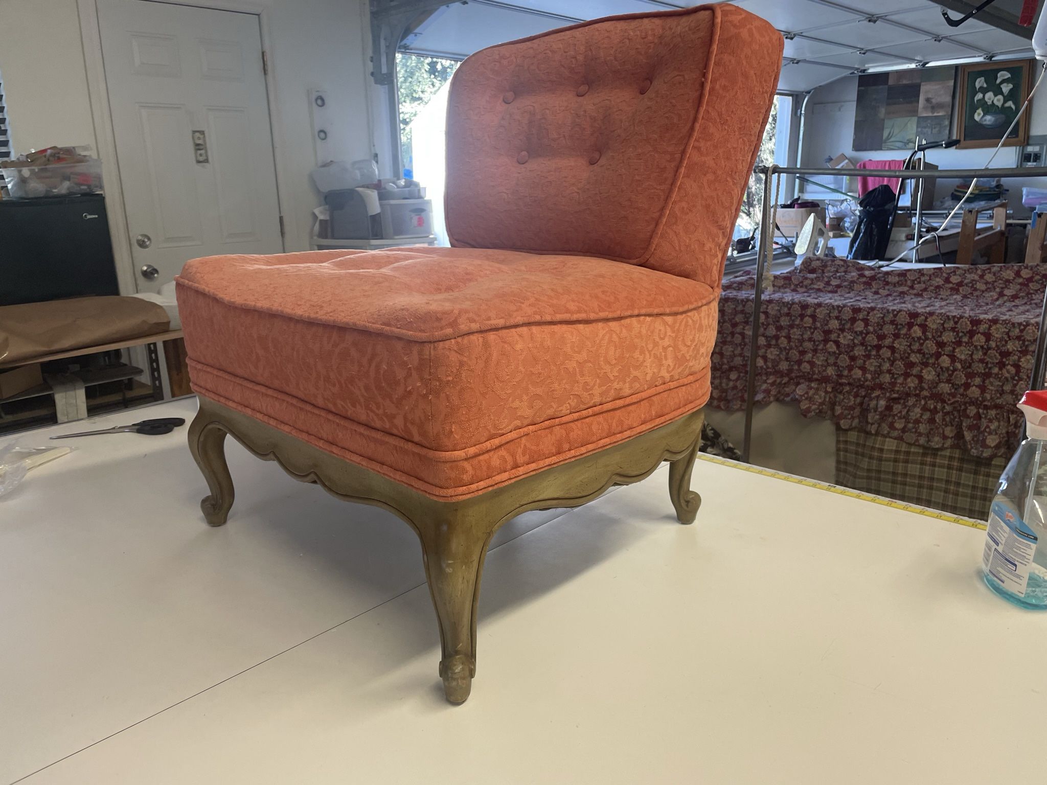 Vintage Coral Velvet Slipper Chair Set (2) By Heritage Furniture Inc