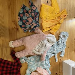 winter and rain gear clothes assortment for baby girls (0 to 6 months)