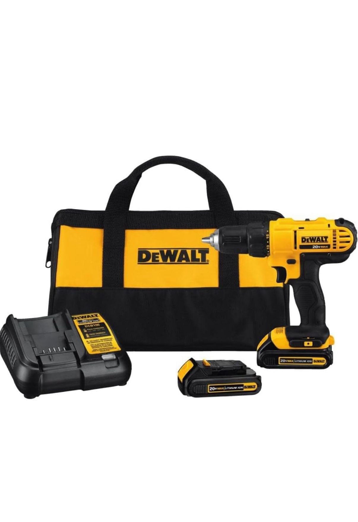 DEWALT 20V Max Cordless Drill/Driver Kit, 2 Batteries and Charger Included (DCD771C2)