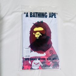 Bape Shirt Color WHITE X RED Size MEDIUM