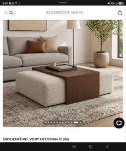 Sagebrook Home Drydenford Ivory Ottoman