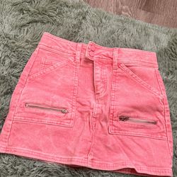 Denim-Look Suede Skirt