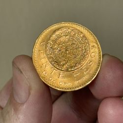 1959 20 Pesos Gold Uncirculated BU Coin Half Oz For Sale 