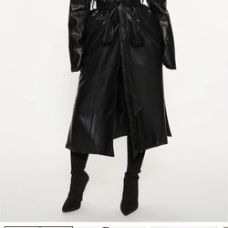 Faux Leather Trench- M