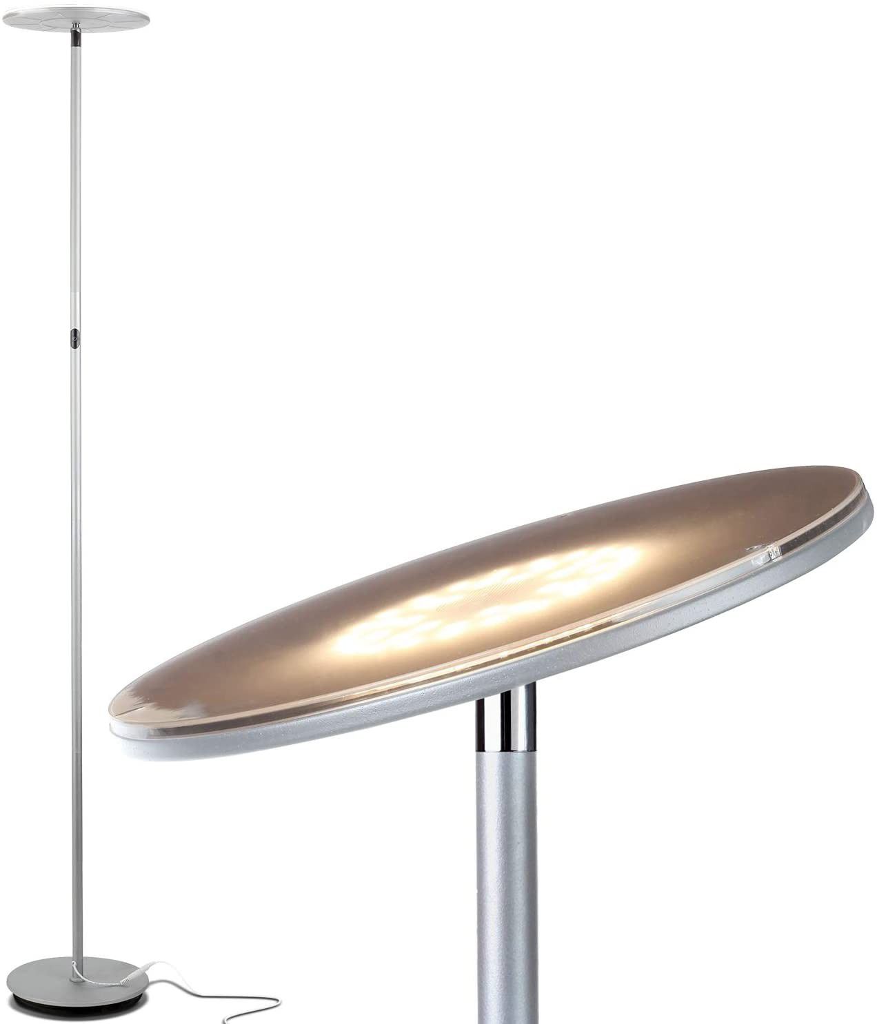 Brightech Sky LED Torchiere Floor Lamp - Platinum Silver