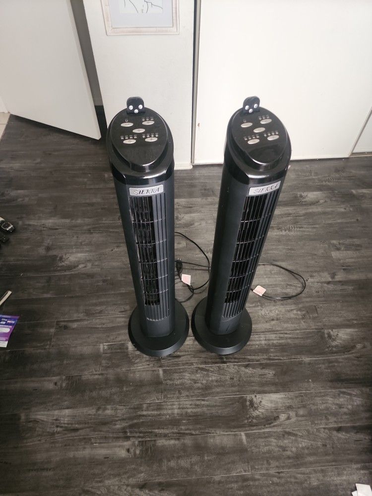 2 Sierra 4-Speed 40 Inch Ultra Quiet Remote Control Oscillation Timer Tower Fan