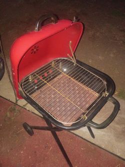 Red Charcoal Grill with Wheels