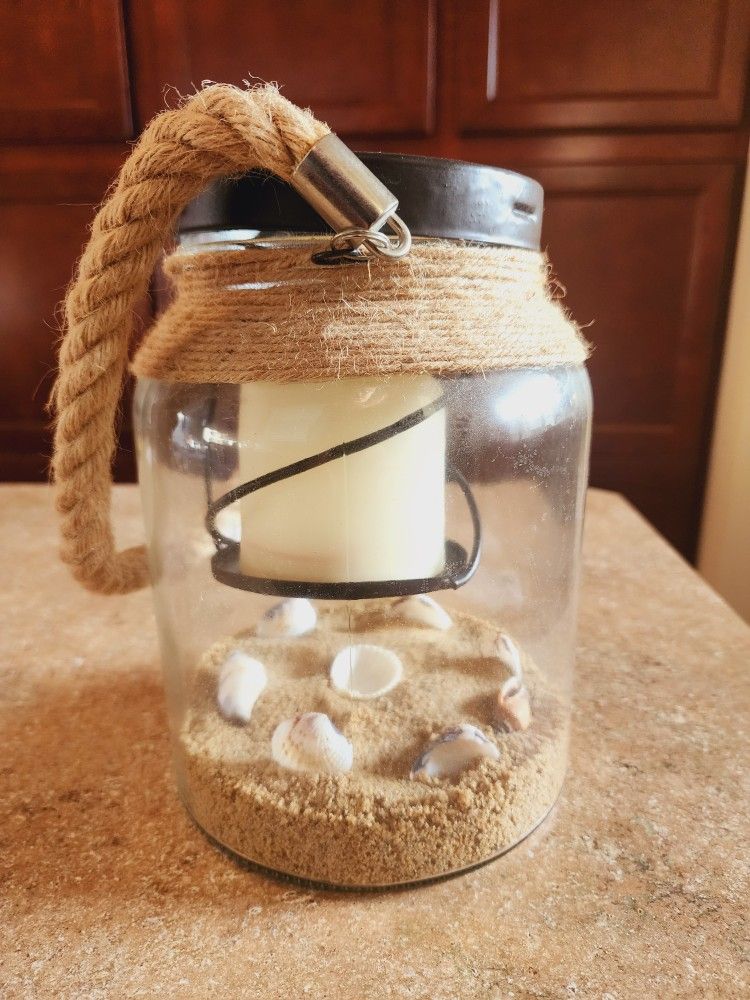 Glass beach sand light holder