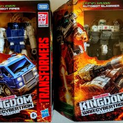 Autobot Pipes, and Autobot Slammer, Transformers Kingdom War For Cybertron Trilogy.