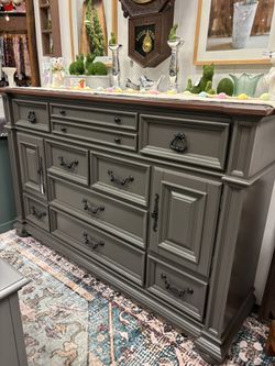 Newly Refinished Dark Gray 10 Drawer Dresser / Credenza 