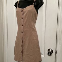 Baby Doll Beige Button Up Summer Dress 