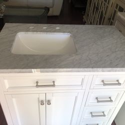New Bathroom Vanity With Sink.  Top Is Cracked, but is not very noticeable.