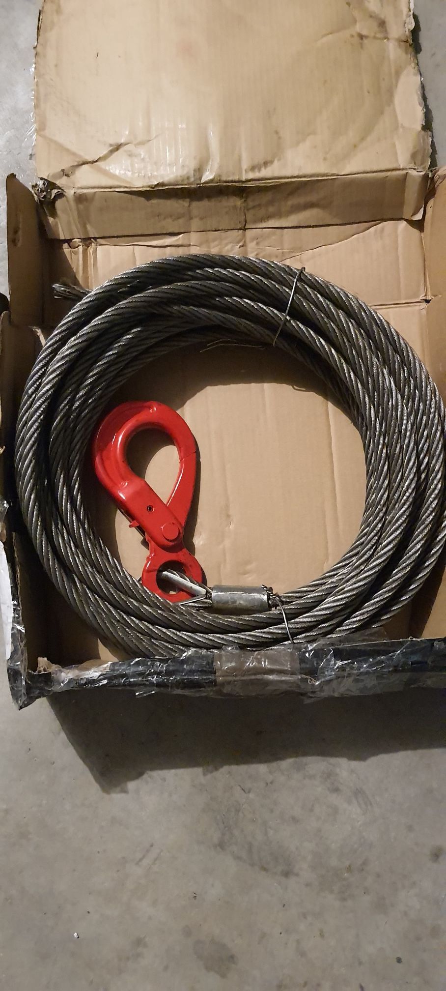 1/2" X 100' Winch Cable With Self Locking Swivel Hook Safety 6600lbs Wire Rope