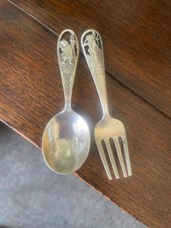 Vintage sterling silver childs fork and spoon 27grams
