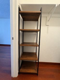5-Tier Wood & Metal Storage Shelf