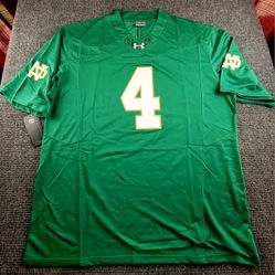 Notre Dame Fighting Irish XL Or 3X Jeremiah Love Mens Stitched Green And Gold Football Jersey NWT 