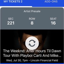 2 Tickets-The Weeknd: After Hours Til  Dawn Tour 