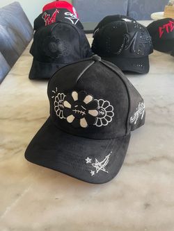 Black Suede Flower Embroidered
