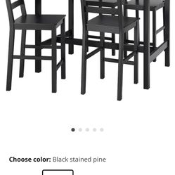IKEA HAGERNAS Black Table, 2 BERGMUND Chairs, 2 Stools